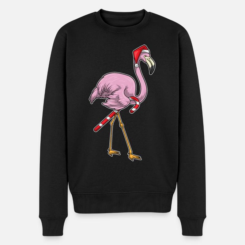 Flamingo Weihnachten Zuckerstange - Männer Premium Bio Pullover - Schwarz