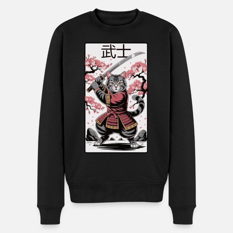 Kriegerkatze – Anime Power - Männer Premium Bio Pullover - Schwarz