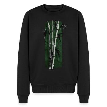 Zen Tranquility: Elegant Bamboo Grove - Men's Premium Organic Jumper - black - Front - Nico (187cm)