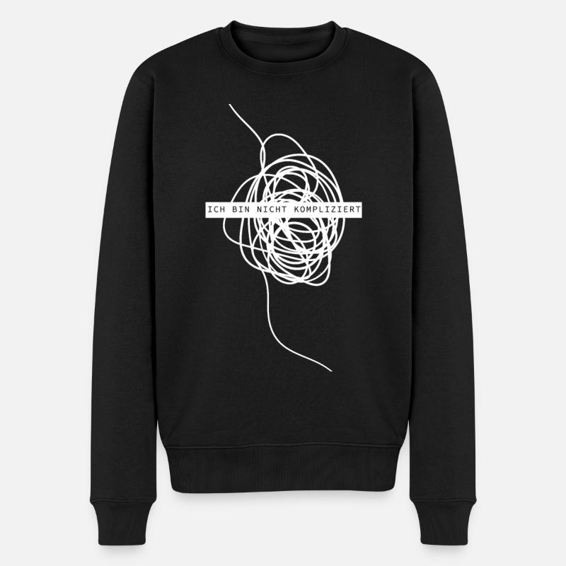 Ich bin nicht kompliziert - Männer Premium Bio Pullover - Schwarz
