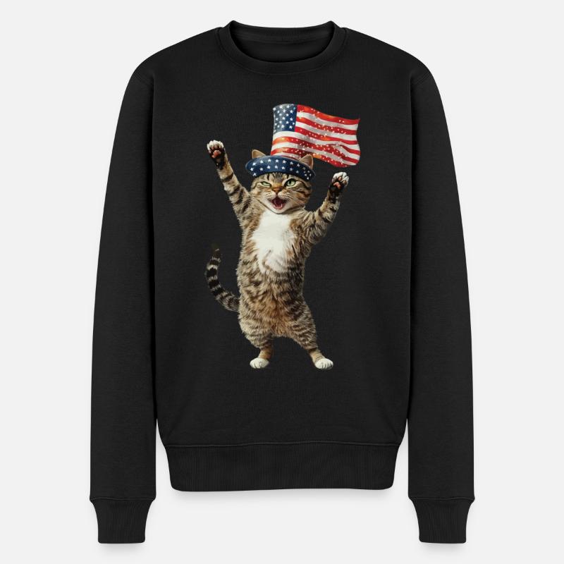 Katze - Männer Premium Bio Pullover - Schwarz