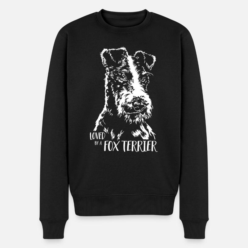 Loved by a Fox Terrier Hundespruch Wilsigns - Männer Premium Bio Pullover - Schwarz