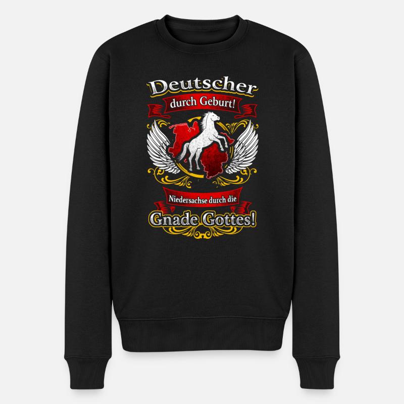 Stolzer Niedersachse – Herkunft und Ehre - Männer Premium Bio Pullover - Schwarz