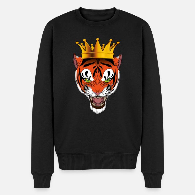 Tiger King - Männer Premium Bio Pullover - Schwarz