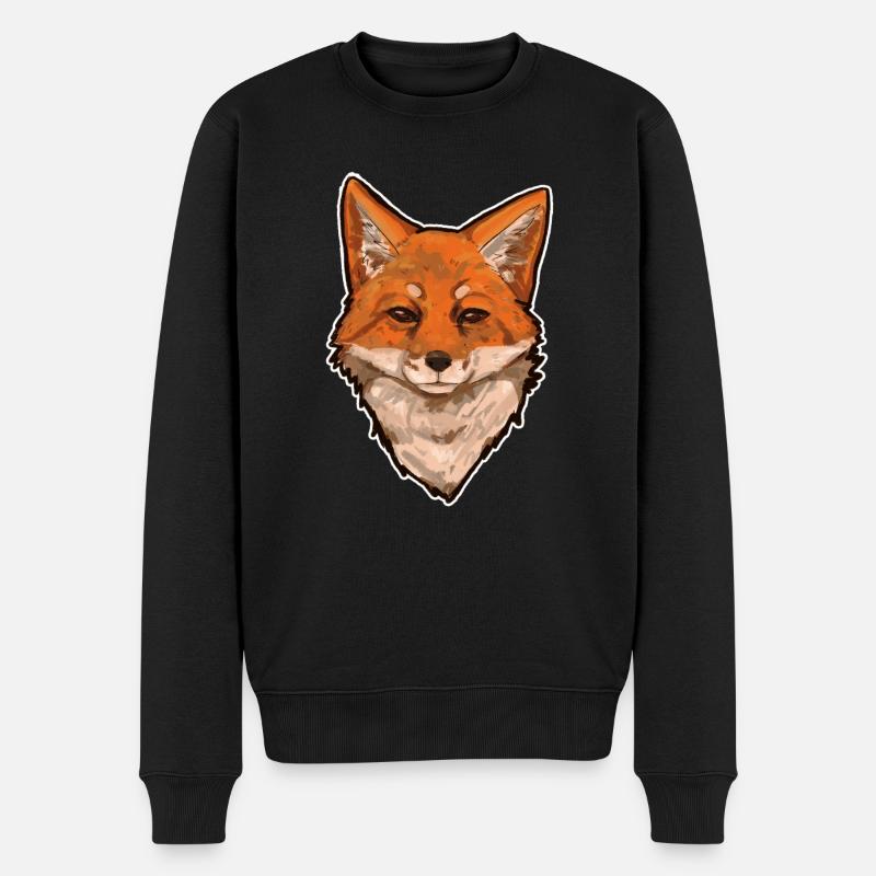 Fuchskopf Foxhead Fuchs Zeichnung Kunst - Männer Premium Bio Pullover - Schwarz