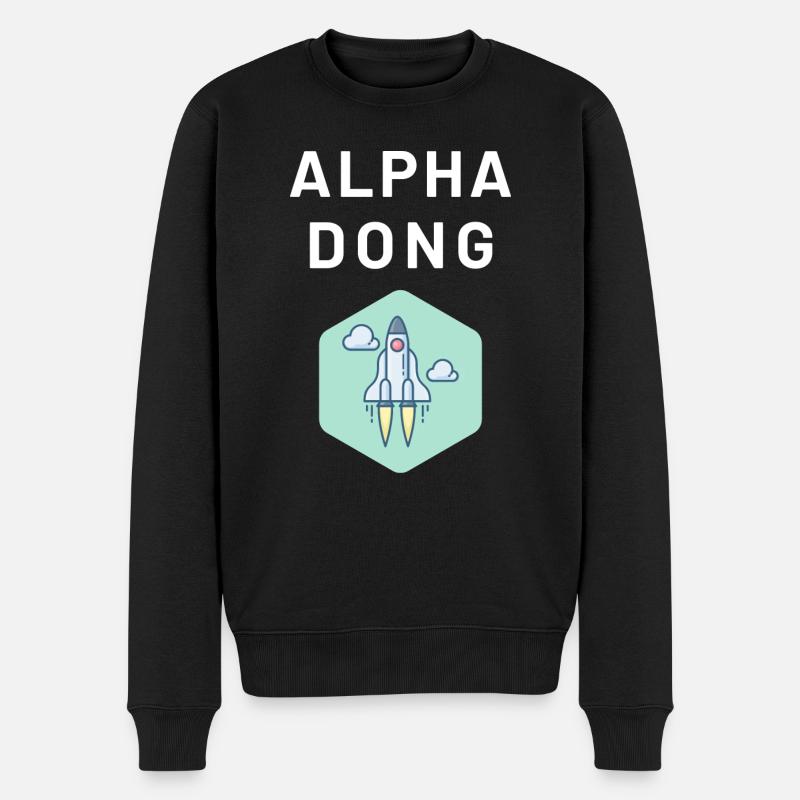 Alpha Dong - lustiges Tshirt für den Herren - Männer Premium Bio Pullover - Schwarz
