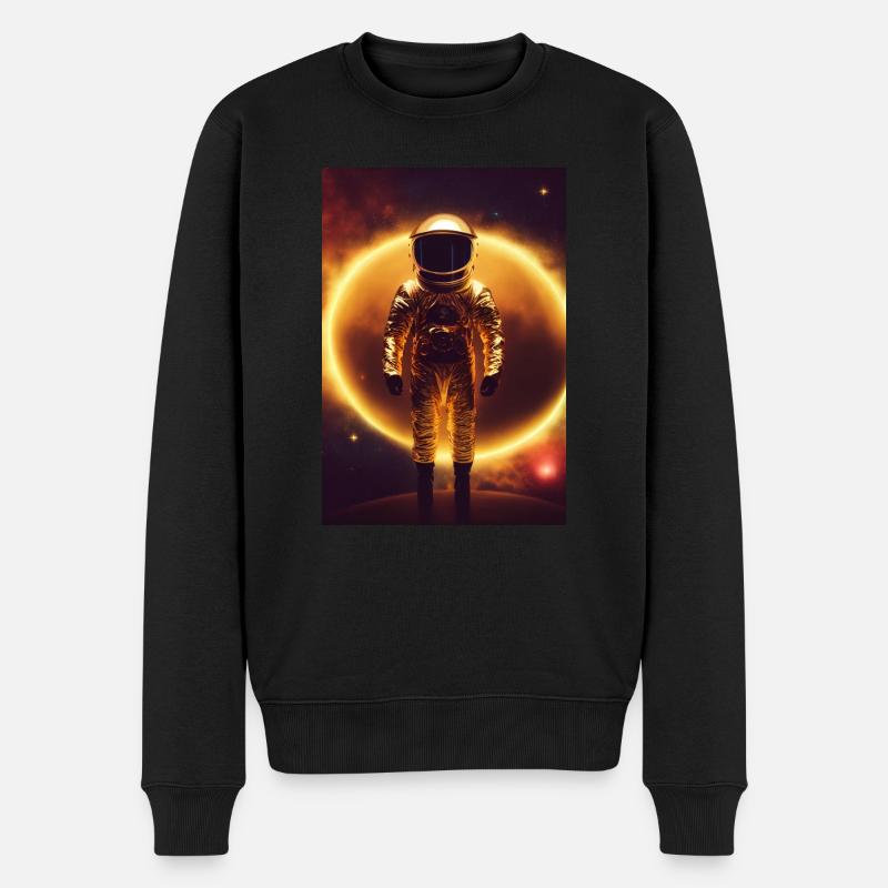 Astronaut Gold Weltall Zukunft - Männer Premium Bio Pullover - Schwarz