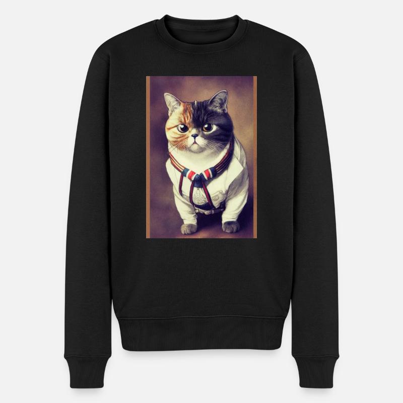 Katze Kurzhaar Britisch Retro - Männer Premium Bio Pullover - Schwarz