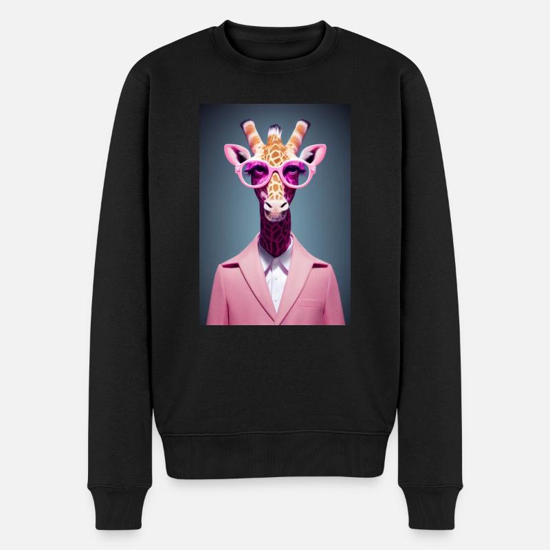 Griraffe pink Disco - Männer Premium Bio Pullover - Schwarz