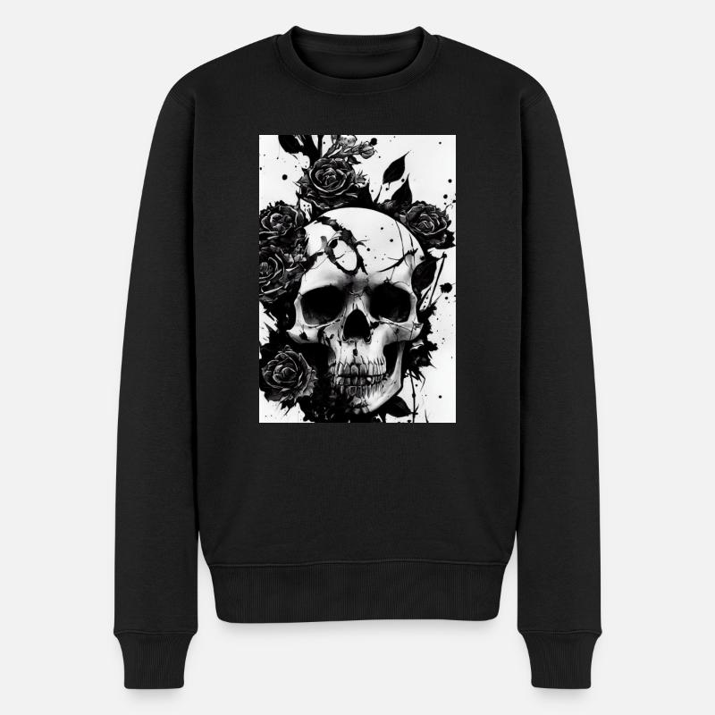 Rose Tatouage Crâne - Pull Premium bio Homme - noir