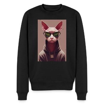 Sphynx Katze - Männer Premium Bio Pullover - Schwarz - Vorne - Nico (187cm)