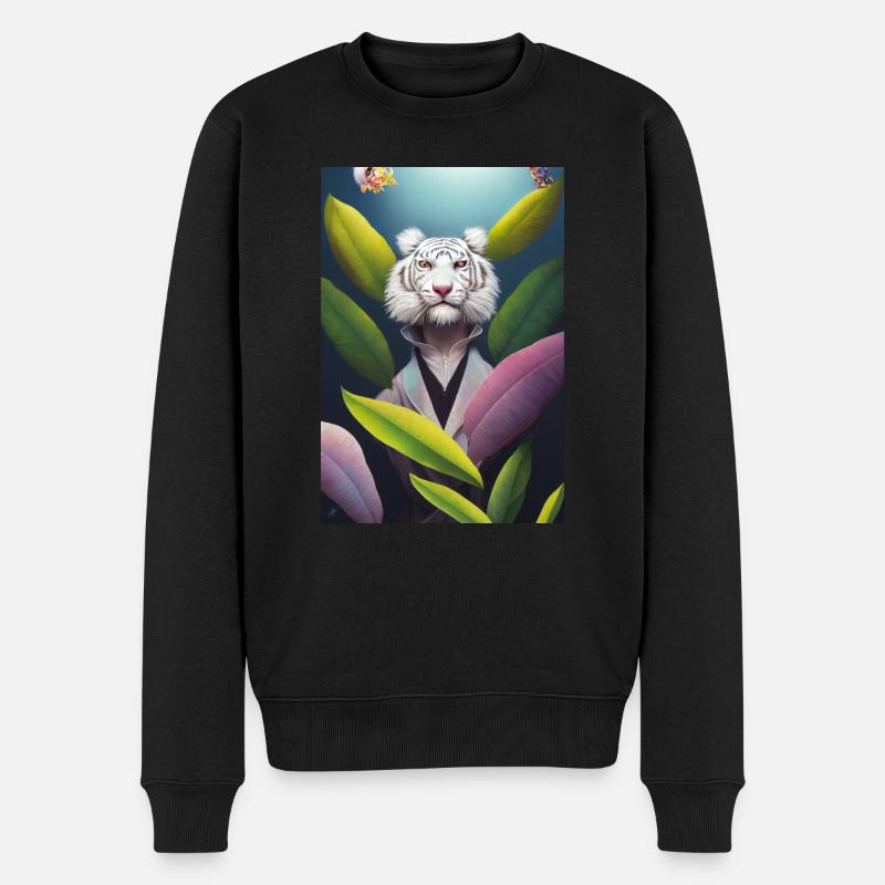 Lion tropical Blanc - Pull Premium bio Homme - noir