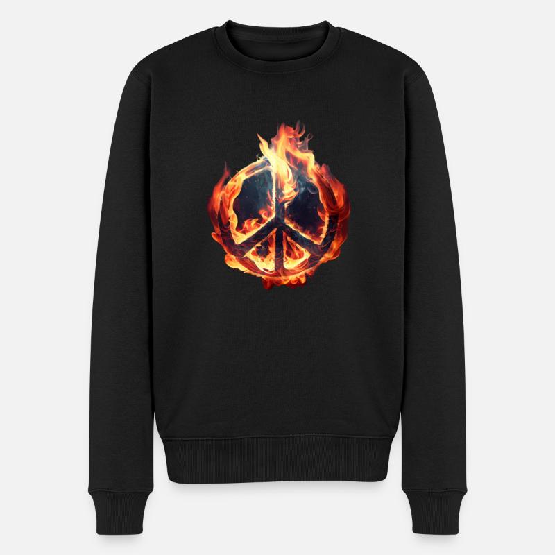 Flamme sendet Frieden - Männer Premium Bio Pullover - Schwarz
