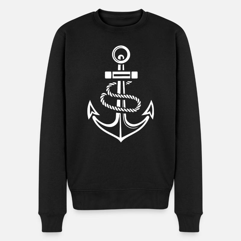 Anker Boot Schiff Nautik - Männer Premium Bio Pullover - Schwarz