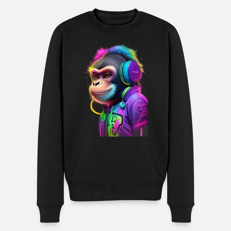 monkey music graffiti - Pull Premium bio Homme - noir