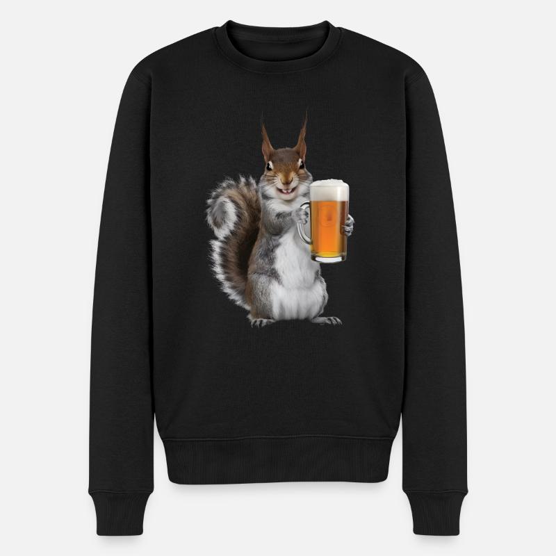 Eichhörnchen Bier - Männer Premium Bio Pullover - Schwarz