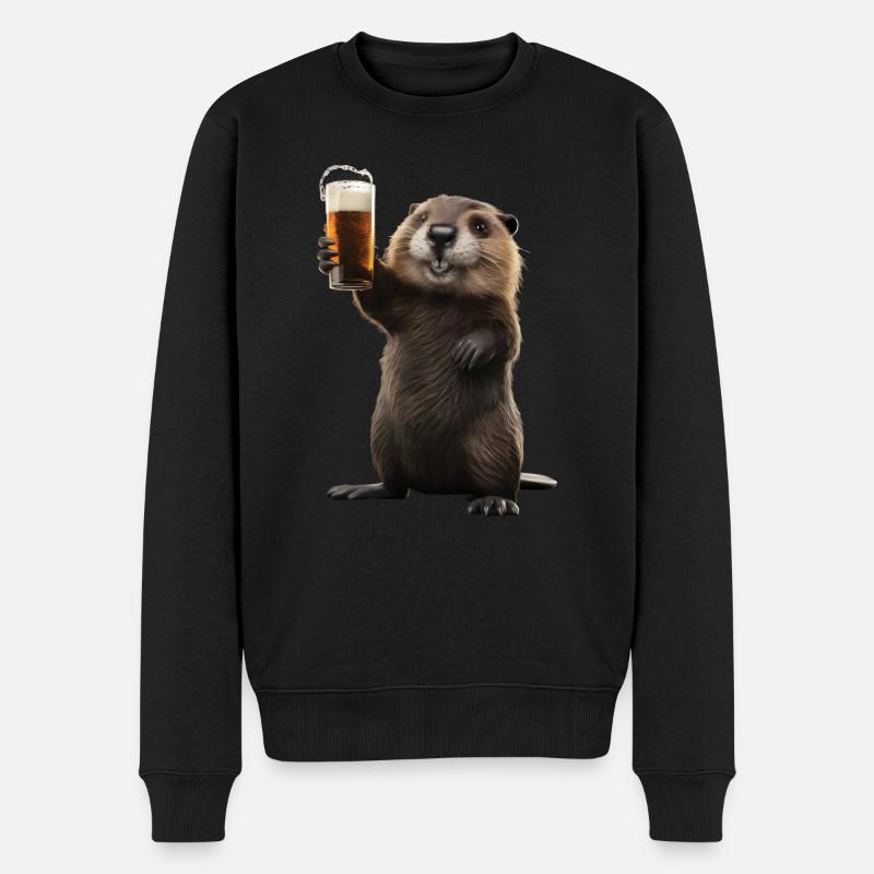 Biber Bier - Männer Premium Bio Pullover - Schwarz