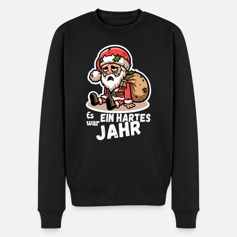 Lustiger Weihnachtsmann Spruch - Männer Premium Bio Pullover - Schwarz