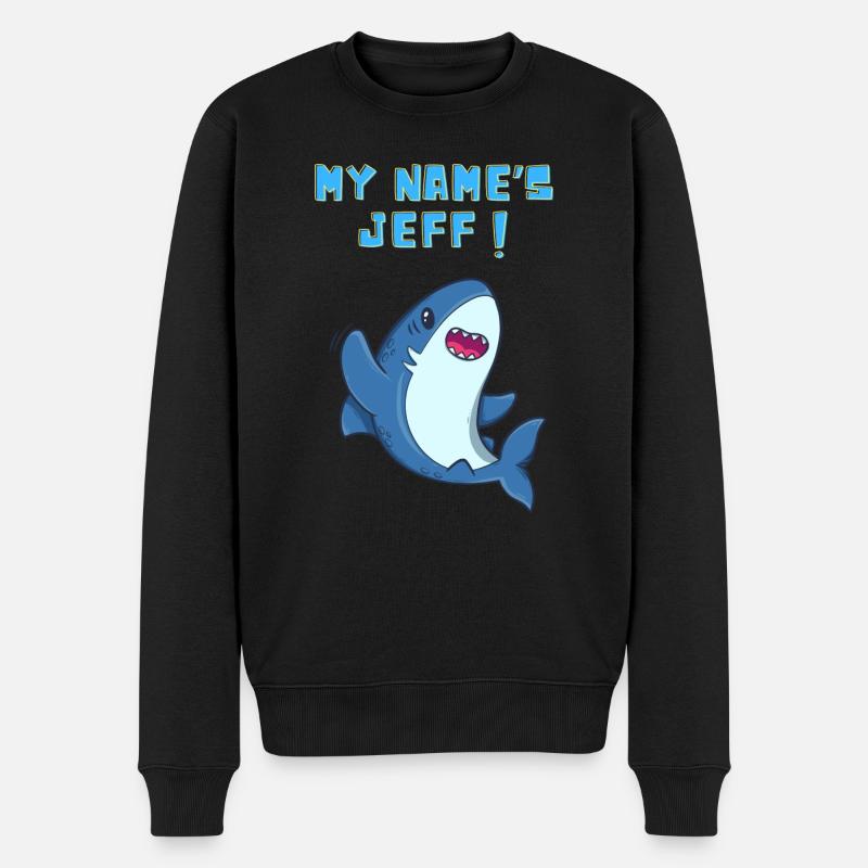Mein Name ist Jeff, der süße Landhai - Männer Premium Bio Pullover - Schwarz