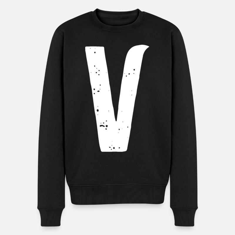 V Buchstabe - Männer Premium Bio Pullover - Schwarz
