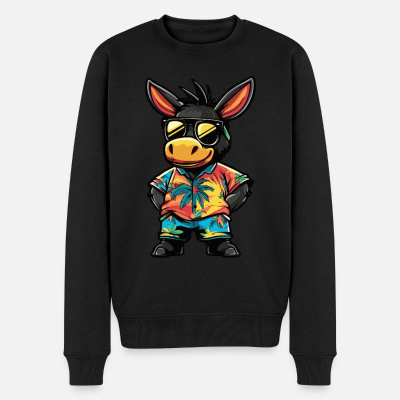 Esel Lustig Sommer - Männer Premium Bio Pullover - Schwarz
