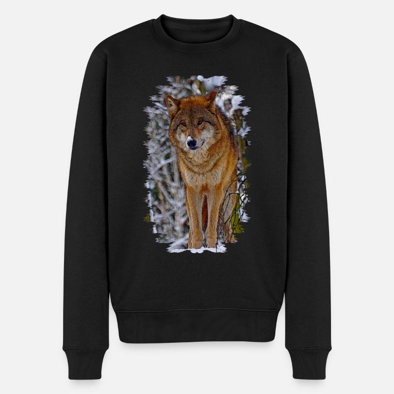 wolf - Männer Premium Bio Pullover - Schwarz