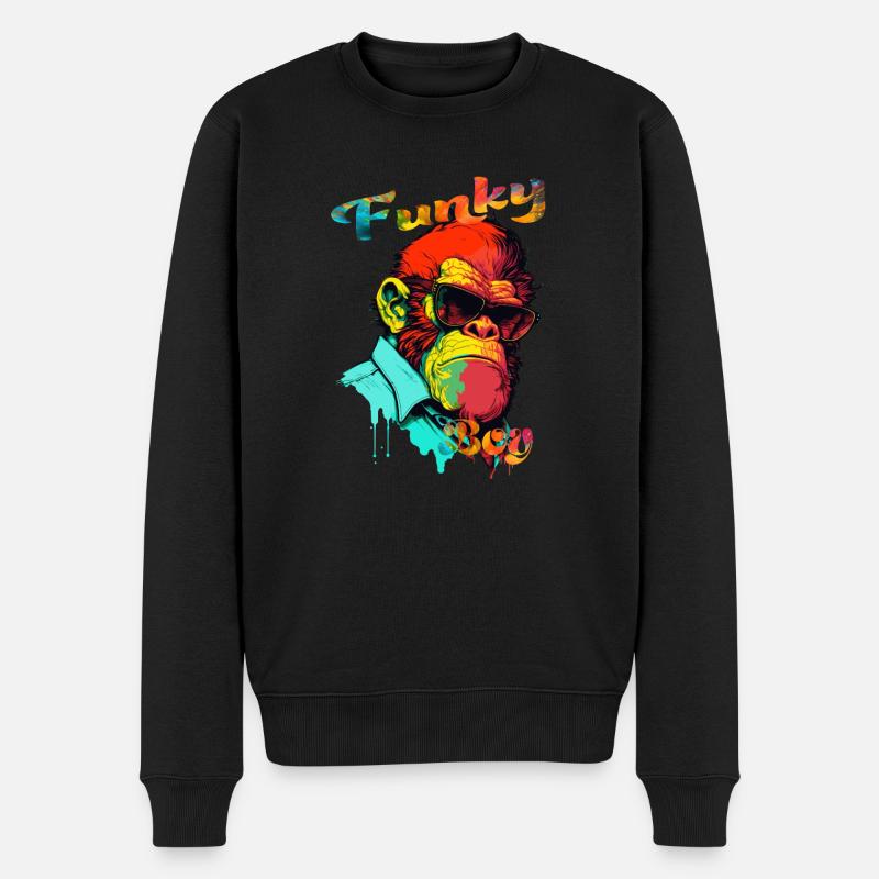 Funky Boy Gorilla - Männer Premium Bio Pullover - Schwarz