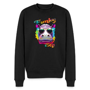 Funky Boy Hippopotame - Pull Premium bio Homme - noir - Devant - Nico (187cm)
