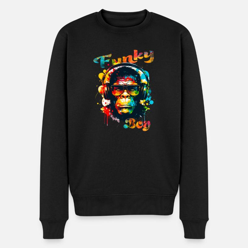 Funky Boy Singe - Pull Premium bio Homme - noir