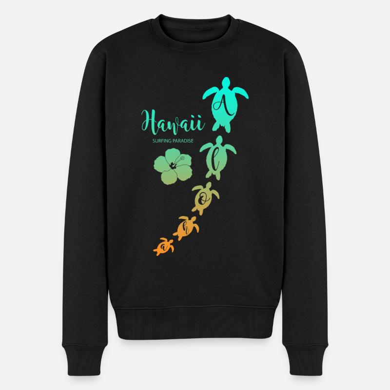 Aloha Schildkröten Hawaii Surfing Paradise - Männer Premium Bio Pullover - Schwarz