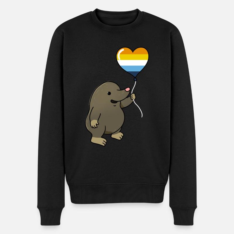 Maulwurf Herzballon Aroace Pride - Männer Premium Bio Pullover - Schwarz