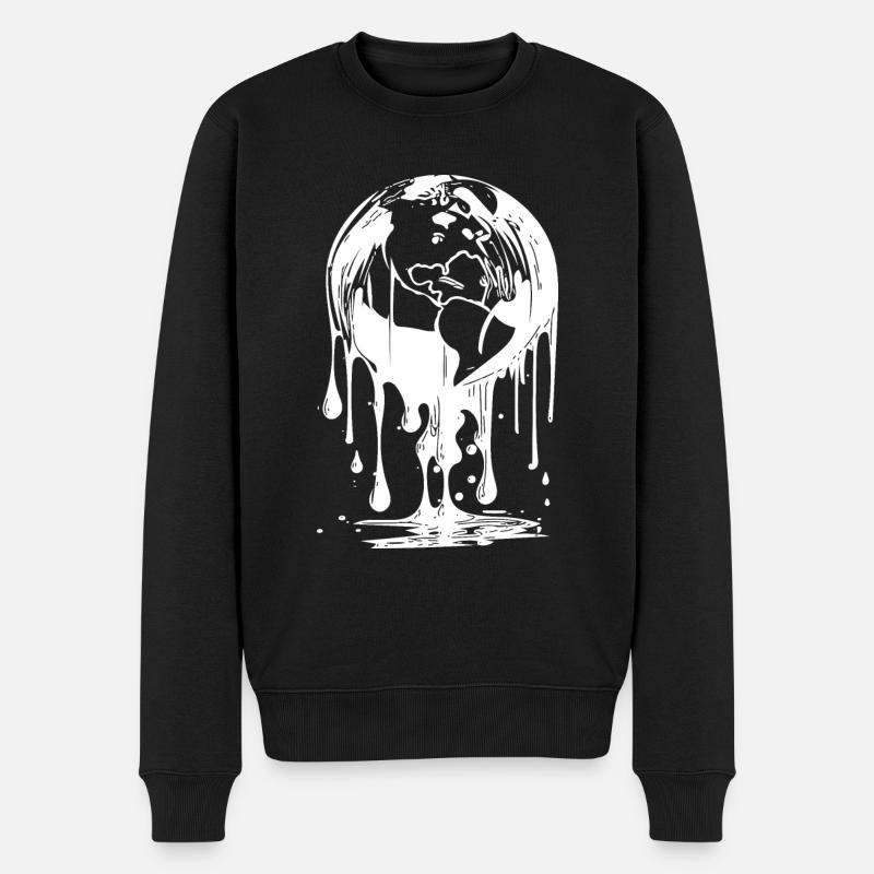 Tropfender Planet Erde Ozean und Kontinent Style - Männer Premium Bio Pullover - Schwarz
