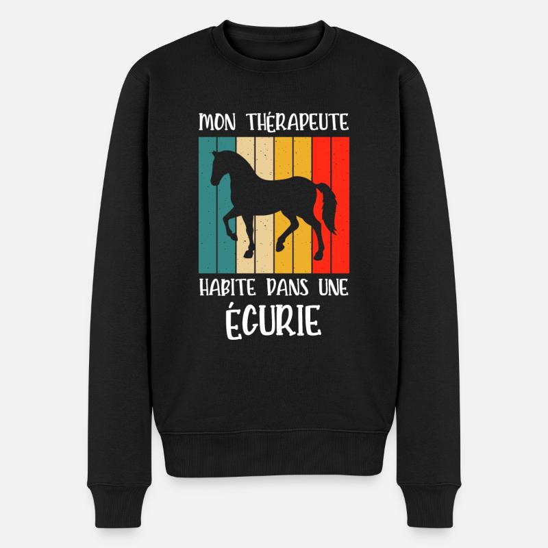 mon thérapeute habite une écurie - Pull Premium bio Homme - noir