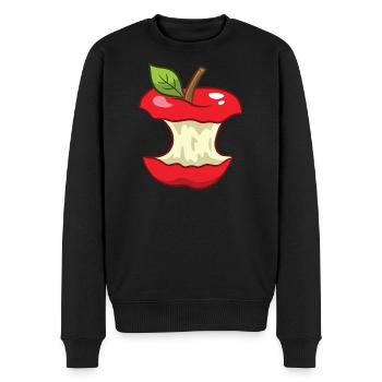 Roter Apfel - Rundherum abgebissen, Bissspur - Männer Premium Bio Pullover - Schwarz - Vorne - Nico (187cm)