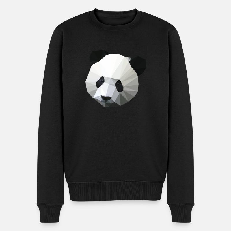 Polygon Panda - Männer Premium Bio Pullover - Schwarz