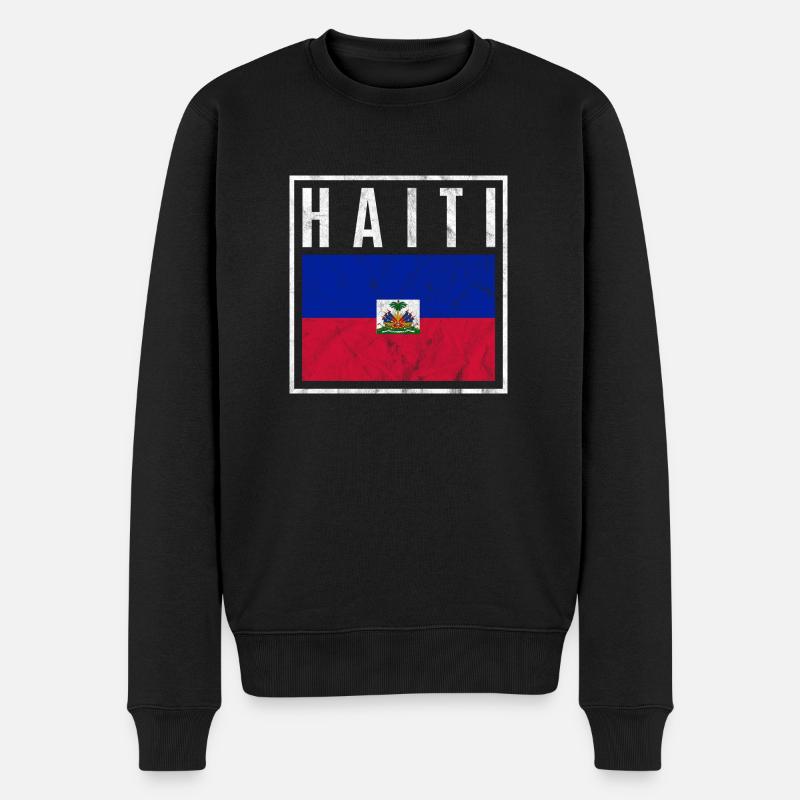 Haiti - Männer Premium Bio Pullover - Schwarz