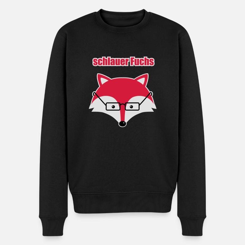 schlauer Fuchs - Männer Premium Bio Pullover - Schwarz