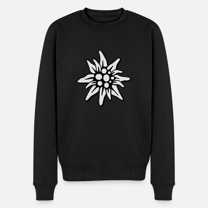 Edelweiss 2c klein - Männer Premium Bio Pullover - Schwarz