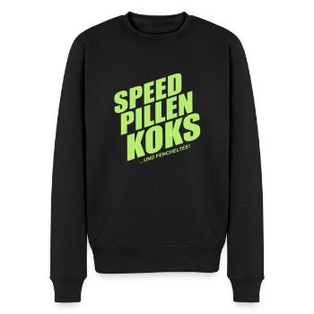 speed_pillen_koks - Männer Premium Bio Pullover - Schwarz - Vorne - Nico (187cm)
