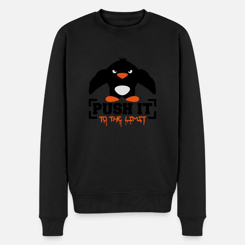Push It To The Limit Lustiger Muskulöser Pinguin - Männer Premium Bio Pullover - Schwarz