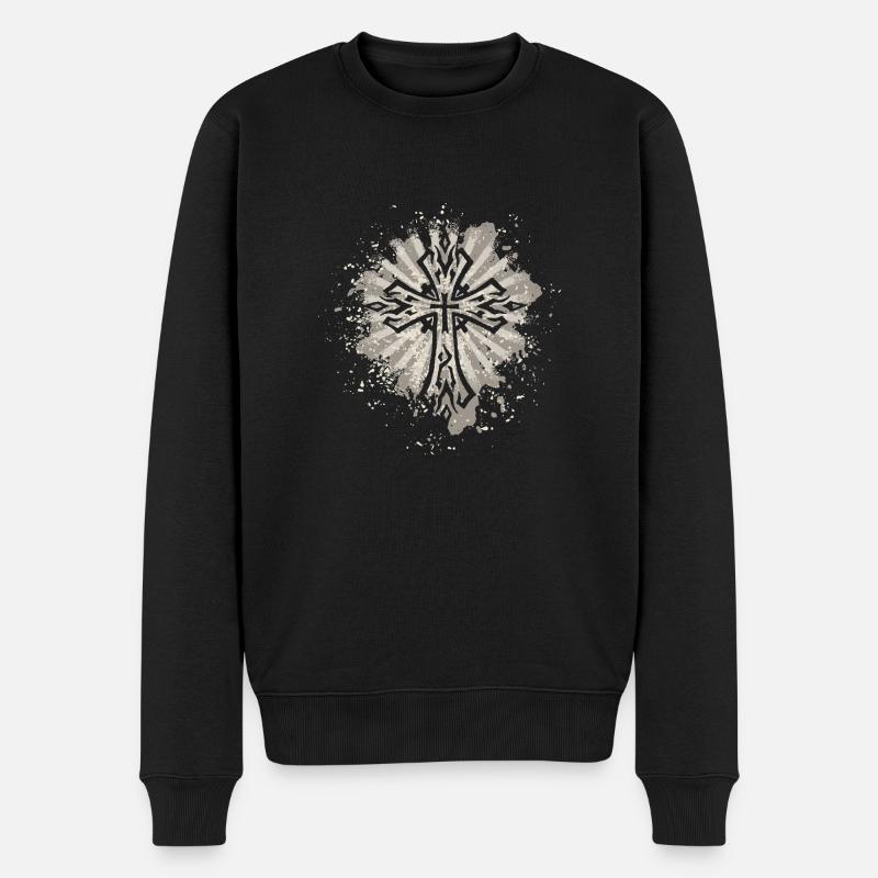 Kreuz - Männer Premium Bio Pullover - Schwarz
