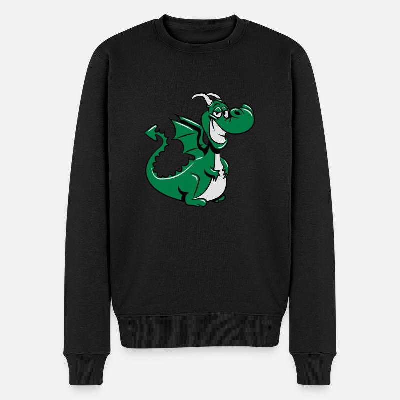 Drachen witzig süss - Männer Premium Bio Pullover - Schwarz