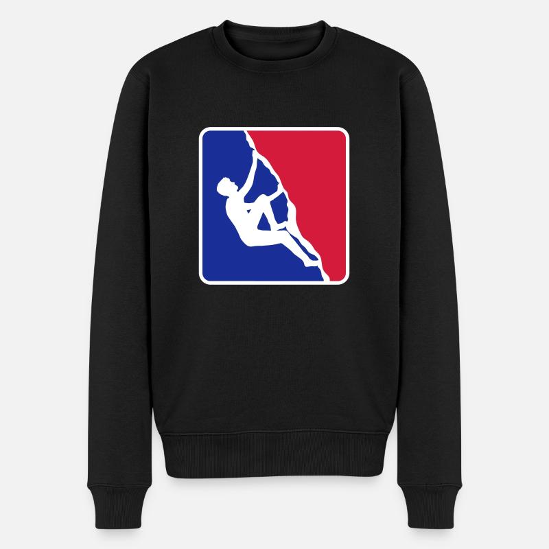 quadrat rot blau logo freeclimber gipfelstuermer k - Männer Premium Bio Pullover - Schwarz