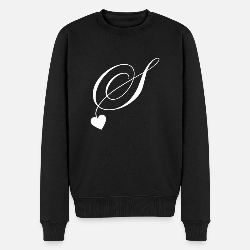 Lettre s calligraphie cœur - Pull Premium bio Homme - noir