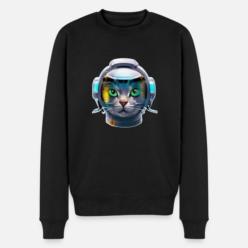 Cyborg-Katze der Zukunft - Männer Premium Bio Pullover - Schwarz