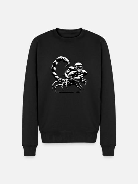 Schorpioen speelt American Football | Banksy-stijl - Mannen Premium Bio sweater - zwart