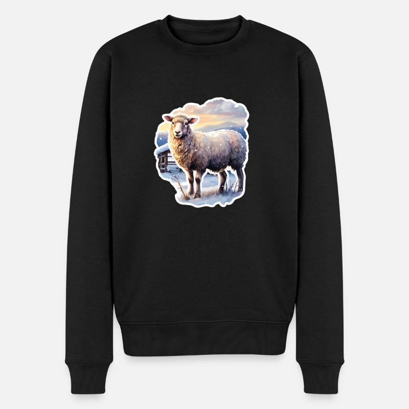 Moutons dans la neige - Pull Premium bio Homme - noir