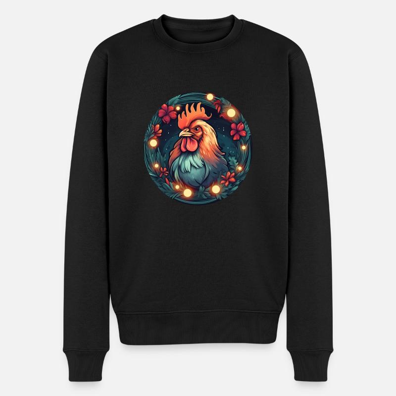 Huhn in Weihnachten Ornament, Liebe Hähne - Männer Premium Bio Pullover - Schwarz