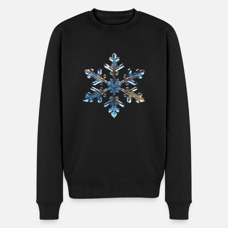 Schneeflocke - Männer Premium Bio Pullover - Schwarz