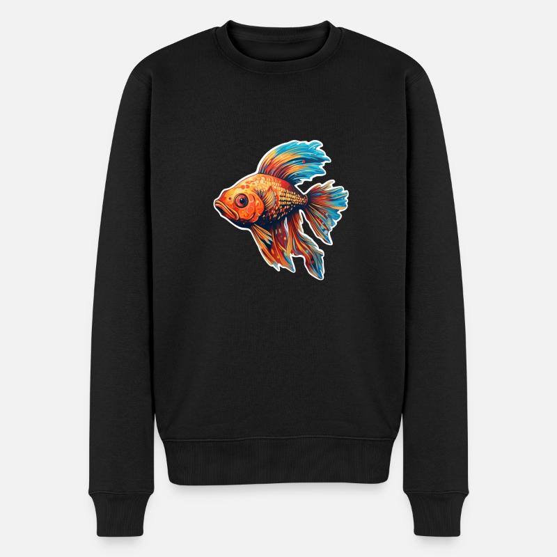 Fisch bunt - Männer Premium Bio Pullover - Schwarz